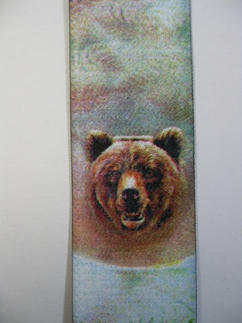 WILDLIFE BEAR Button On. 1 1/2"x 48" "Y" Style Leather Ends. Entirely Stretchable Hand Washable and Hang to Dry Cotton/Polyester Material. YB-PB130N48WLBR